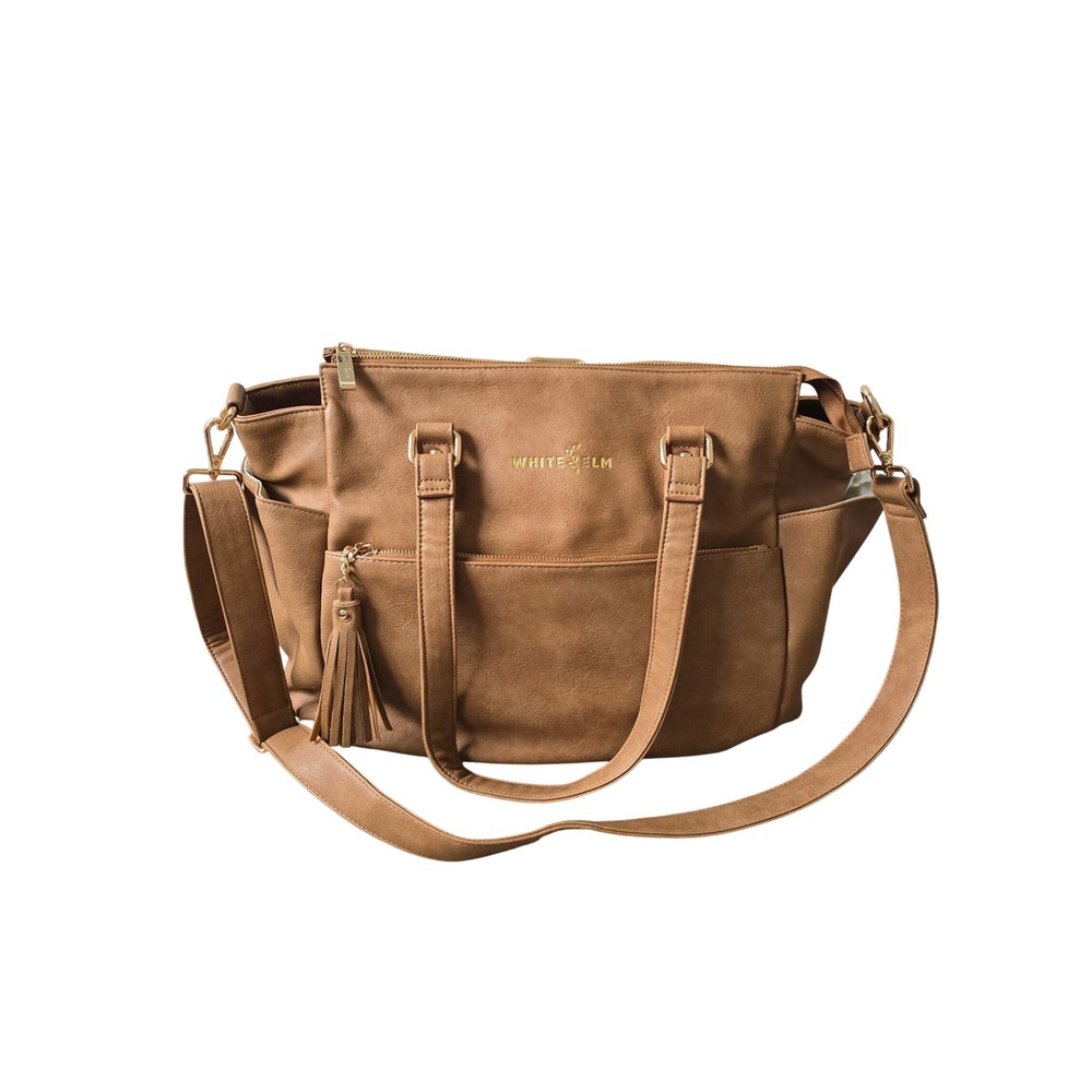 White Elm Gemini Convertible Backpack Shoulder Diaper Bag in Almond Travel Work